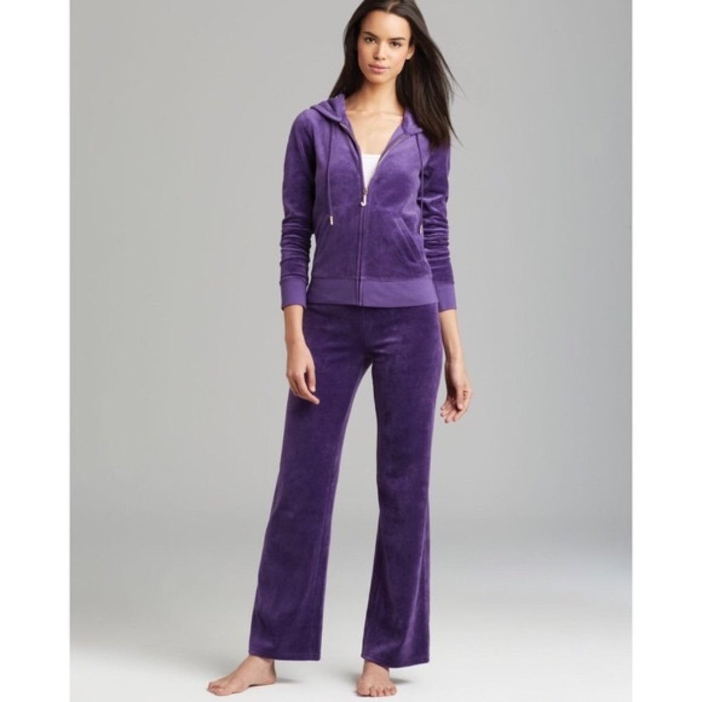 Juicy Couture Purple and Silver Velour Tracksuit